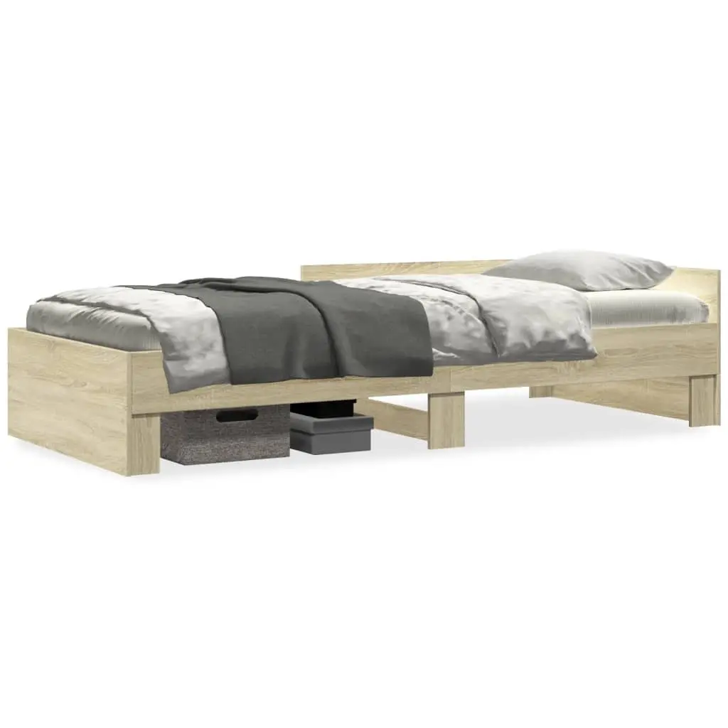 Bed Frame Brown 90x190 cm Slatted Base Engineered Wood Side Rails
