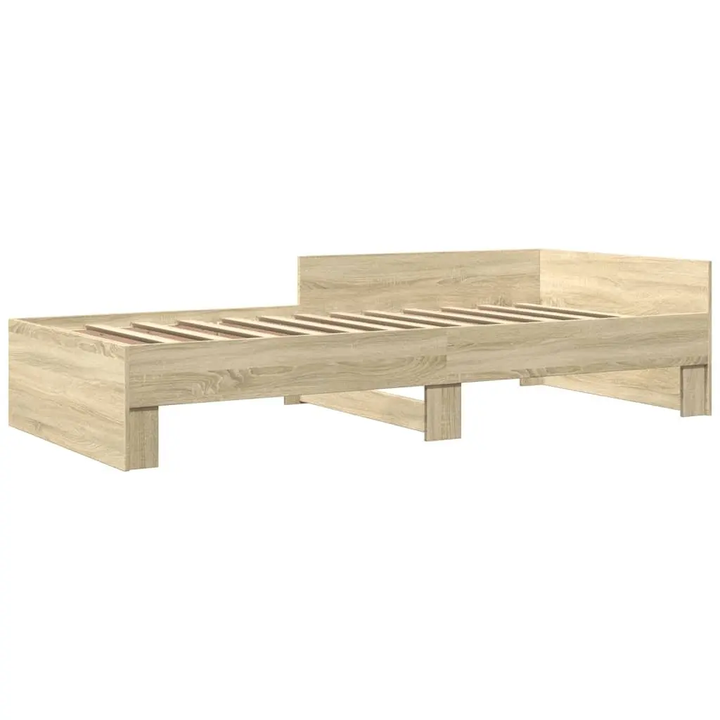 Bed Frame Brown 90x190 cm Slatted Base Engineered Wood Side Rails
