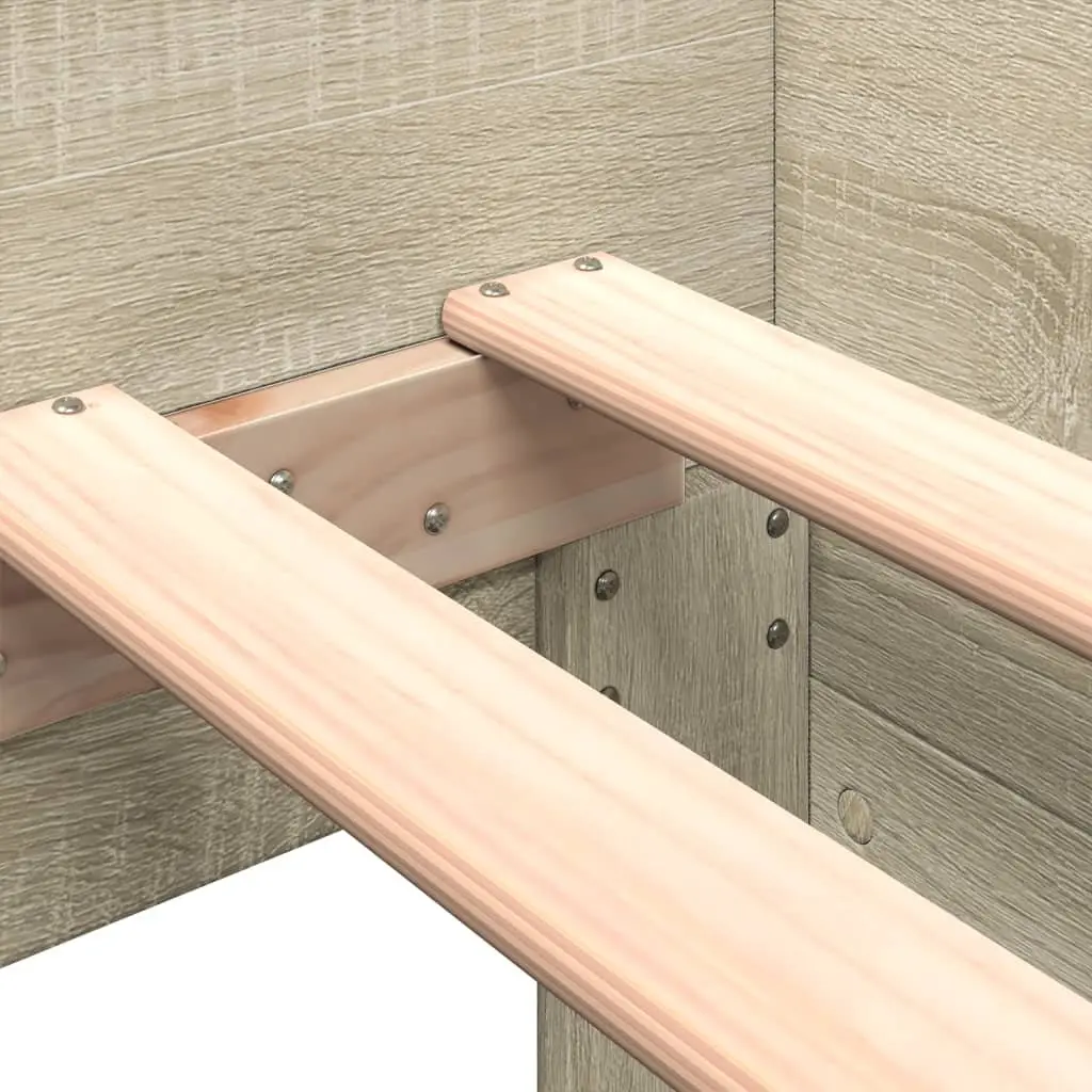 Bed Frame Brown 90x190 cm Slatted Base Engineered Wood Side Rails