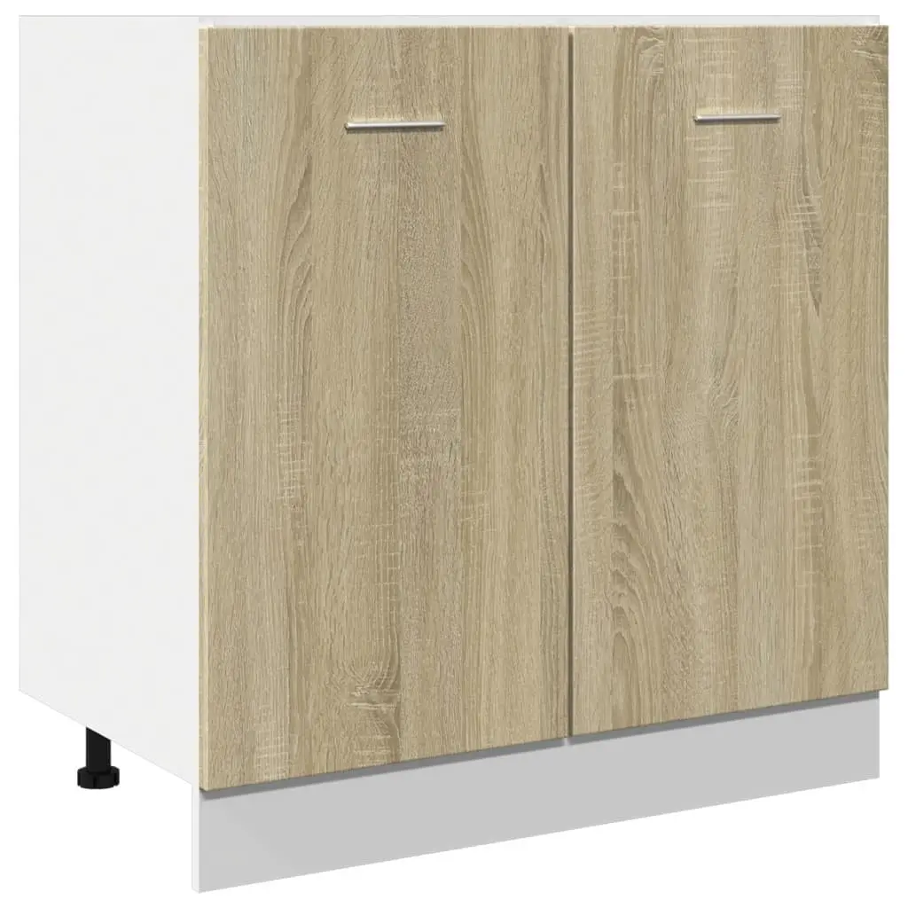Bottom Kitchen Cabinet Brown Sonoma Oak Engineered Wood Two Door Storage Unit with Internal Shelving
