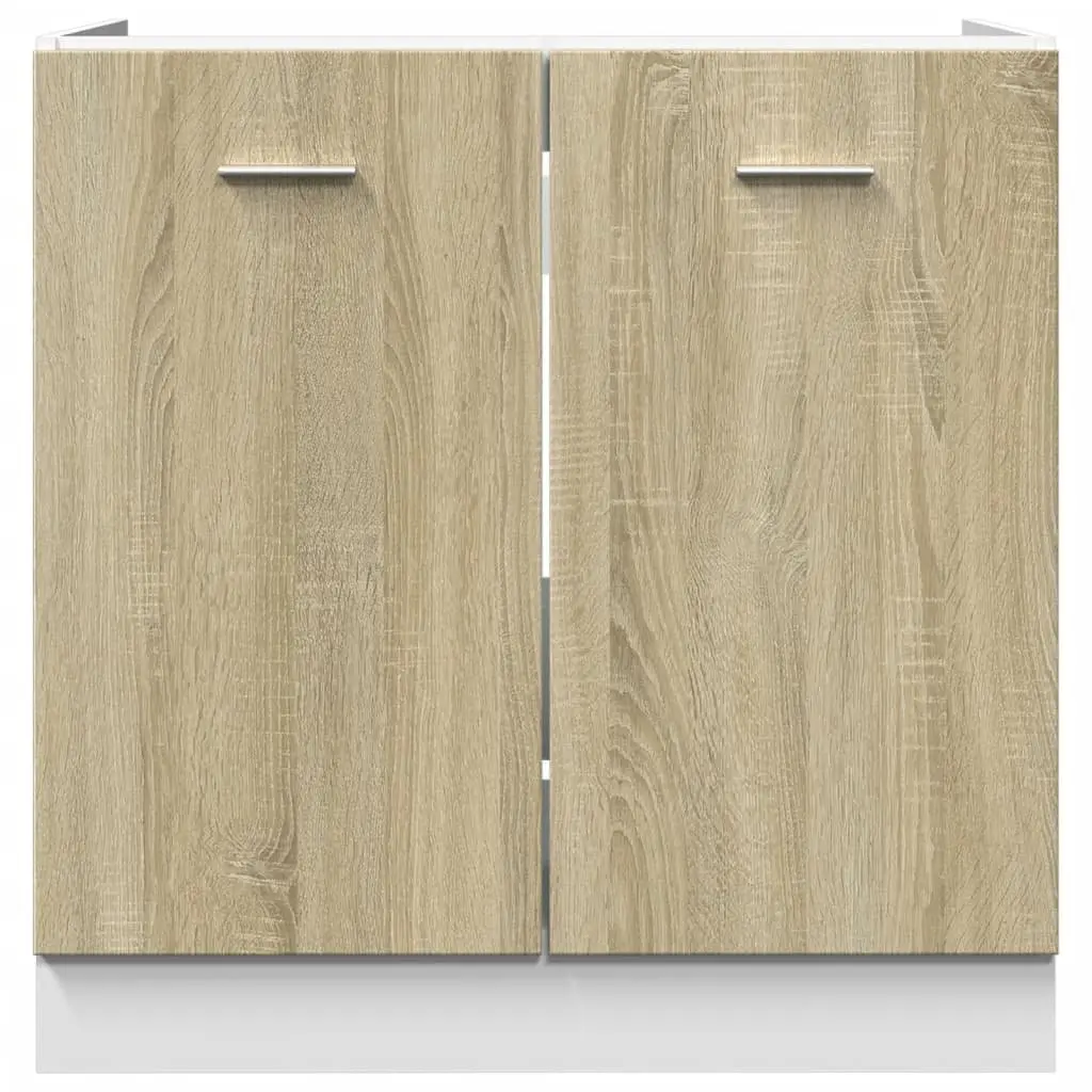 Bottom Kitchen Cabinet Brown Sonoma Oak Engineered Wood Two Door Storage Unit with Internal Shelving