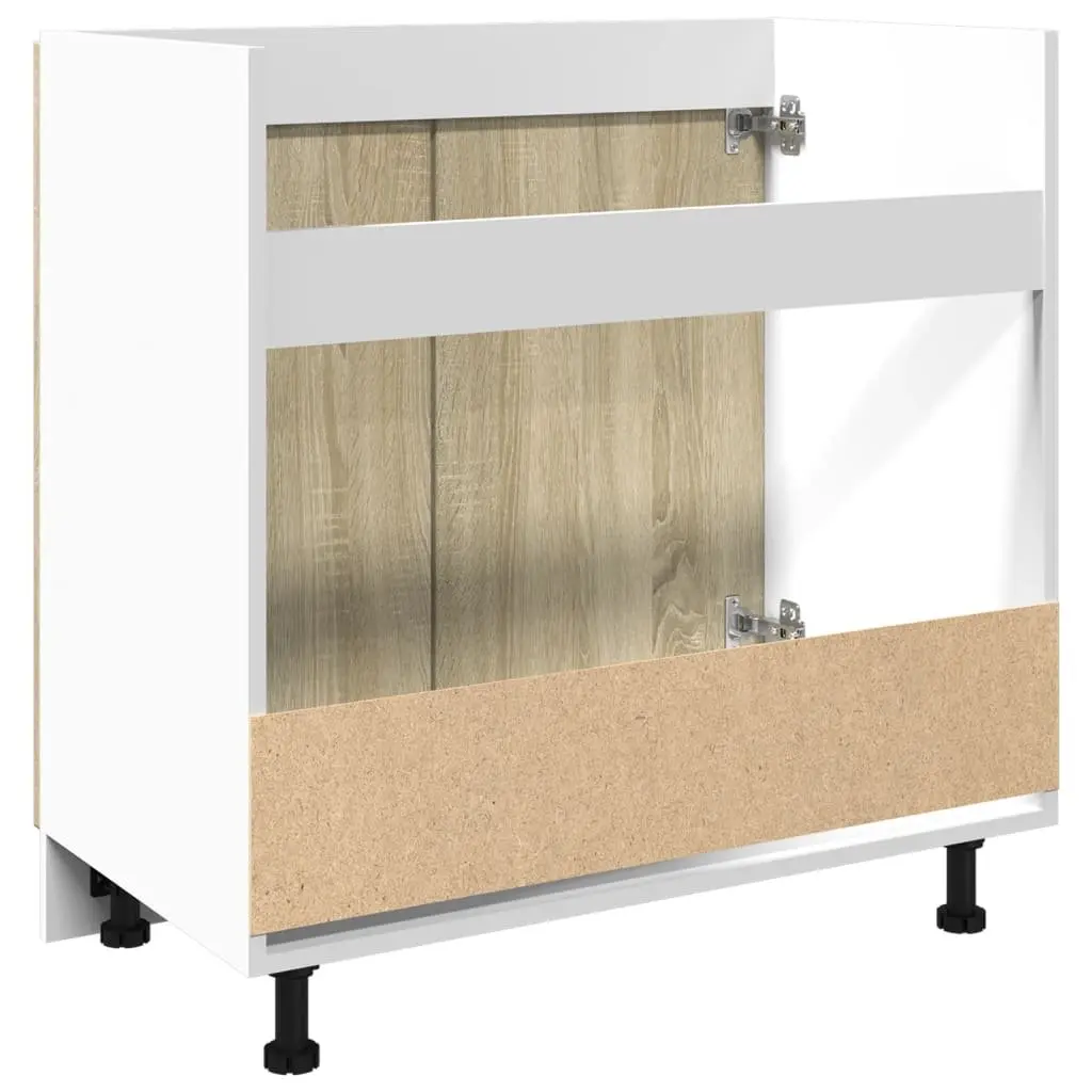 Bottom Kitchen Cabinet Brown Sonoma Oak Engineered Wood Two Door Storage Unit with Internal Shelving