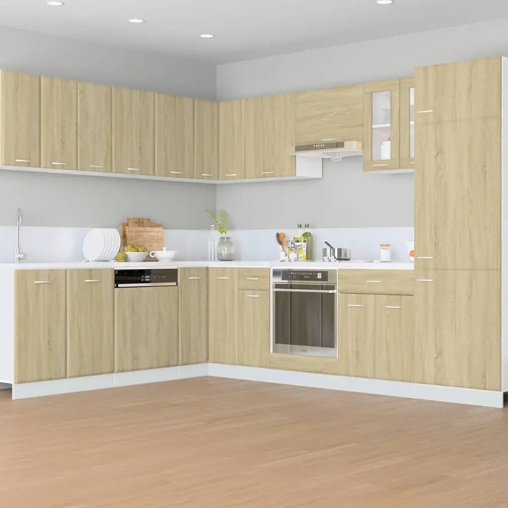 Kitchen Cabinet Brown Engineered Wood 60W x 46D x 81.5H cm Drawer and Shelves with Doors