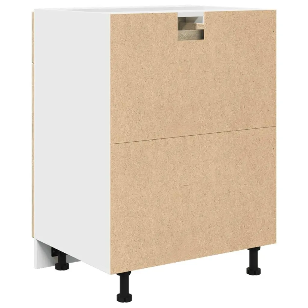 Kitchen Cabinet Brown Engineered Wood 60W x 46D x 81.5H cm Drawer and Shelves with Doors