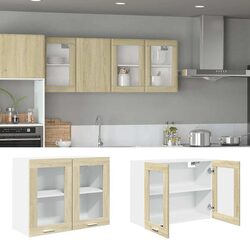 Concise Hanging Glass Cabinet 80x31x60cm Brown