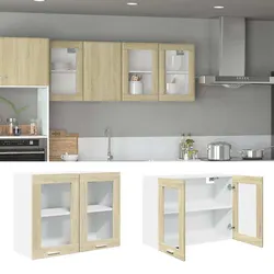 Concise Hanging Glass Cabinet 80x31x60cm Brown
