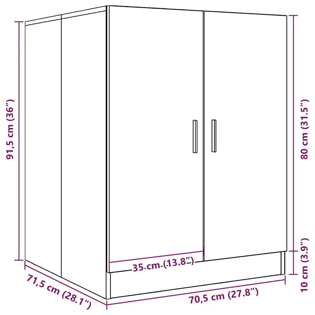 Washing Machine Cabinet Storage Unit Laundry Room Bathroom Organizer Oak 71cm