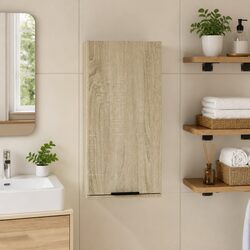 Wall-Mounted Bathroom Cabinet Brown Sonoma Oak Storage Vanity Unit Cupboard