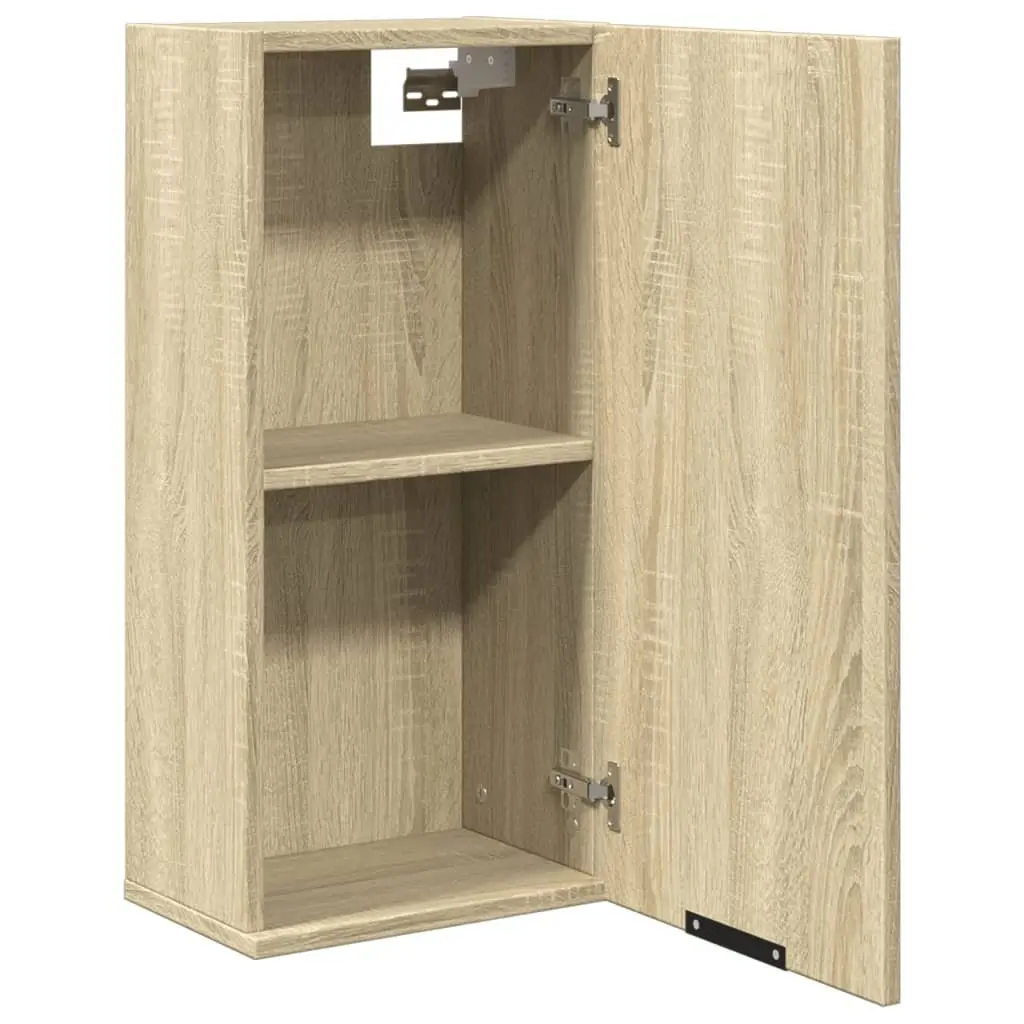 Bathroom Cabinet Brown Sonoma Oak Wall-Mounted Storage Unit 1 Door 2 Compartments