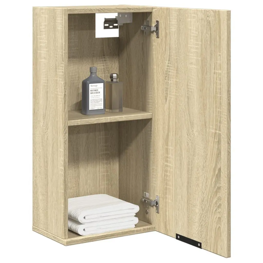 Bathroom Cabinet Brown Sonoma Oak Wall-Mounted Storage Unit 1 Door 2 Compartments