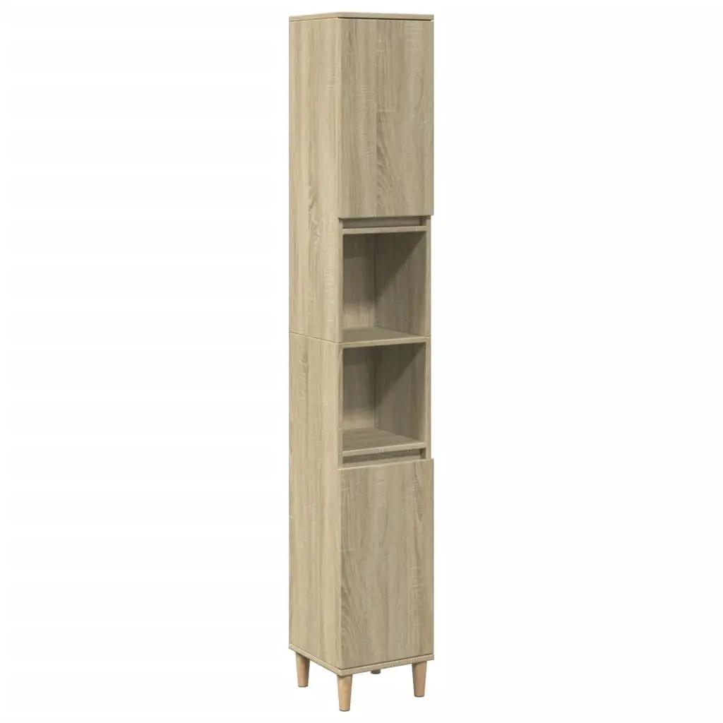 Bathroom Vanity Cabinet Sonoma Oak 30x30x190cm Storage Unit Engineered Wood