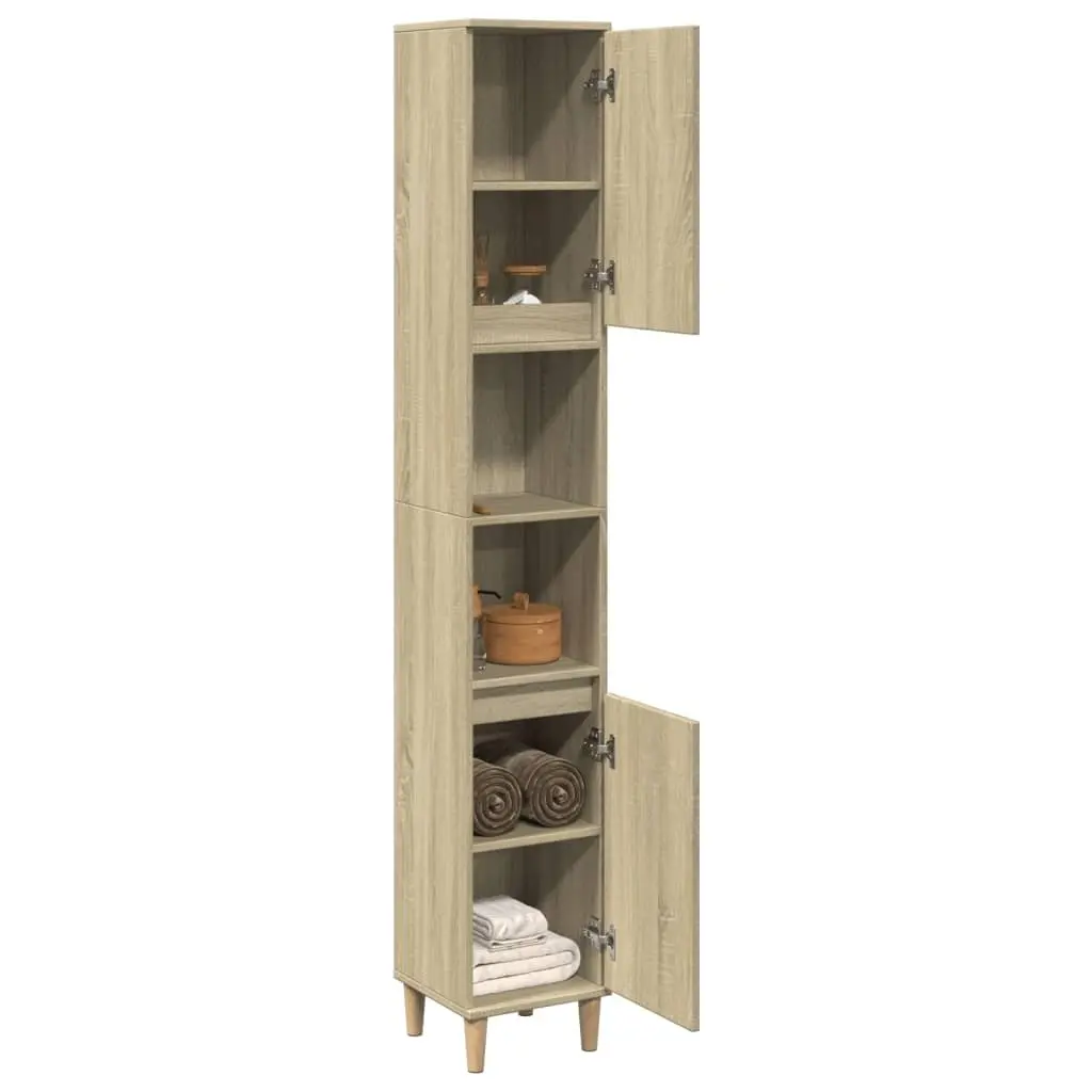 Bathroom Vanity Cabinet Sonoma Oak 30x30x190cm Storage Unit Engineered Wood
