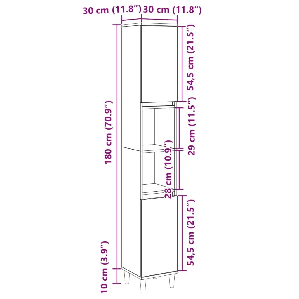 Bathroom Vanity Cabinet Sonoma Oak 30x30x190cm Storage Unit Engineered Wood