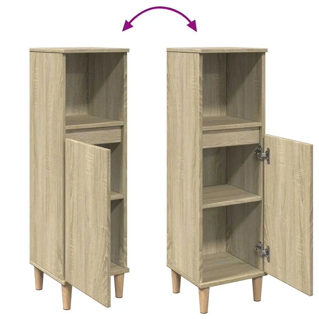 Bathroom Cabinet Sonoma Oak 30x30x100 cm Engineered Wood Storage Unit