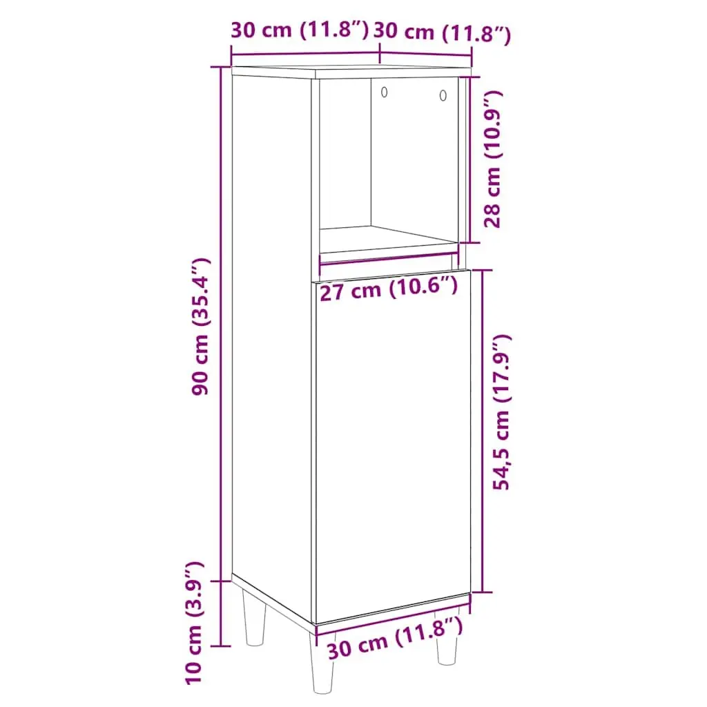 Bathroom Cabinet Sonoma Oak 30x30x100 cm Engineered Wood Storage Unit