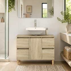 Compact Brown Sink Cabinet for Your Bathroom Needs