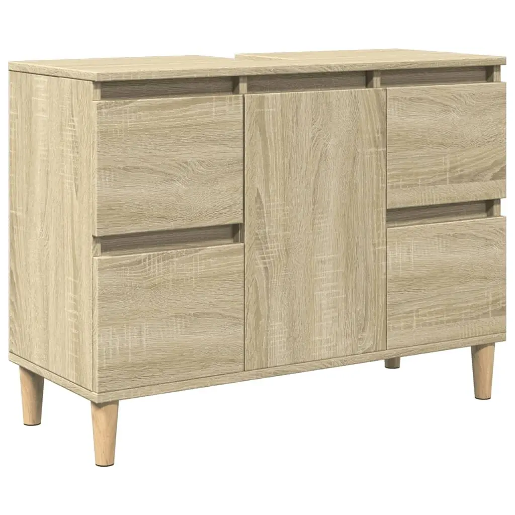 Bathroom Sink Cabinet Brown Vanity Unit 80x33x60cm Storage Drawers Compartment
