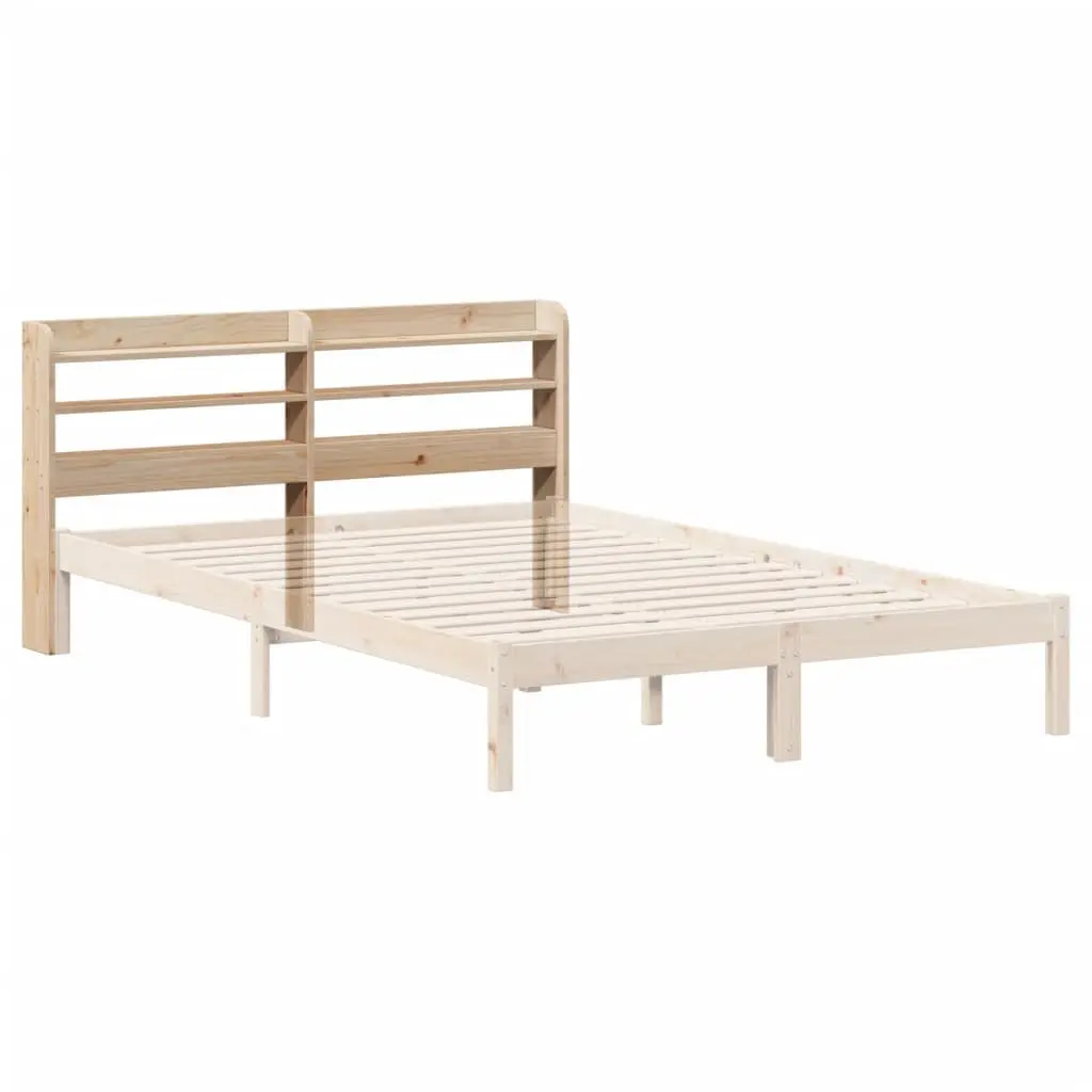 Headboard Brown 140cm Freestanding Solid Wood with Shelves