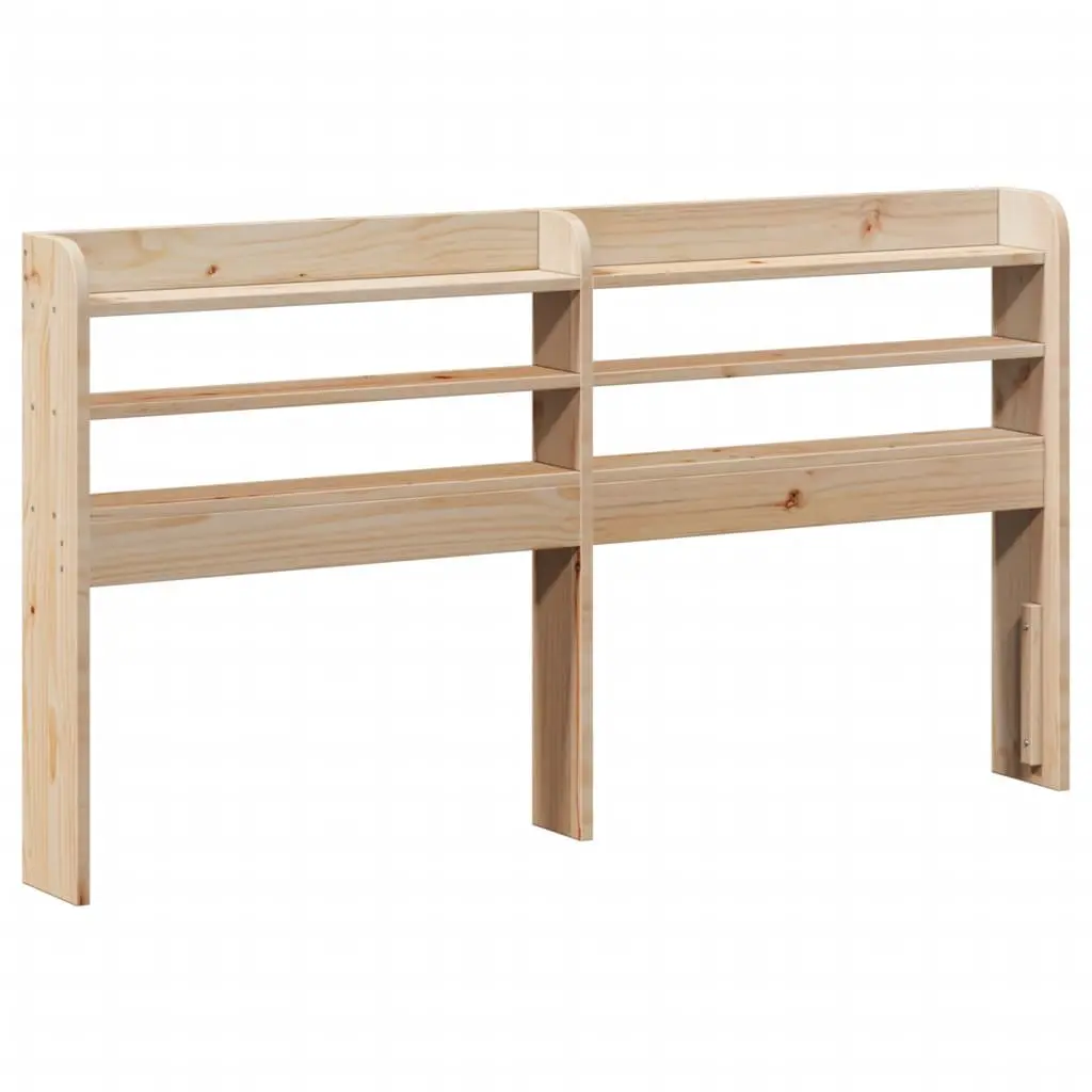 Headboard with Storage Shelves Brown 135cm Freestanding Solid Pinewood