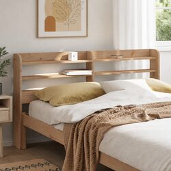 Headboard with Storage Shelves, 120 cm Pinewood