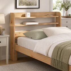 Headboard with Shelves 90 cm Solid Pinewood Storage Bedroom Furniture Brown