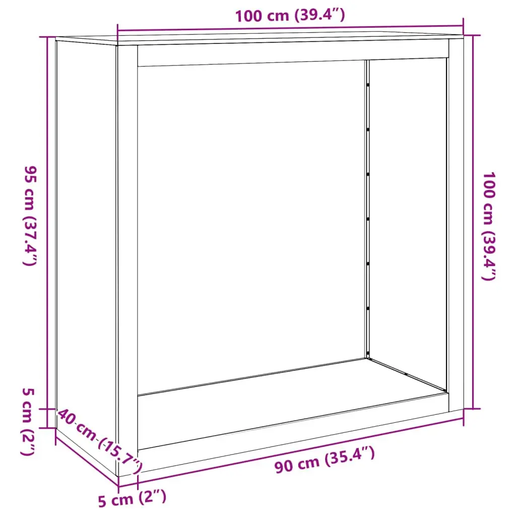 Firewood Rack Anthracite Steel 100x40x100cm Elevated Storage Organiser