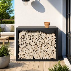 Compact Heavy Duty Black Firewood Rack