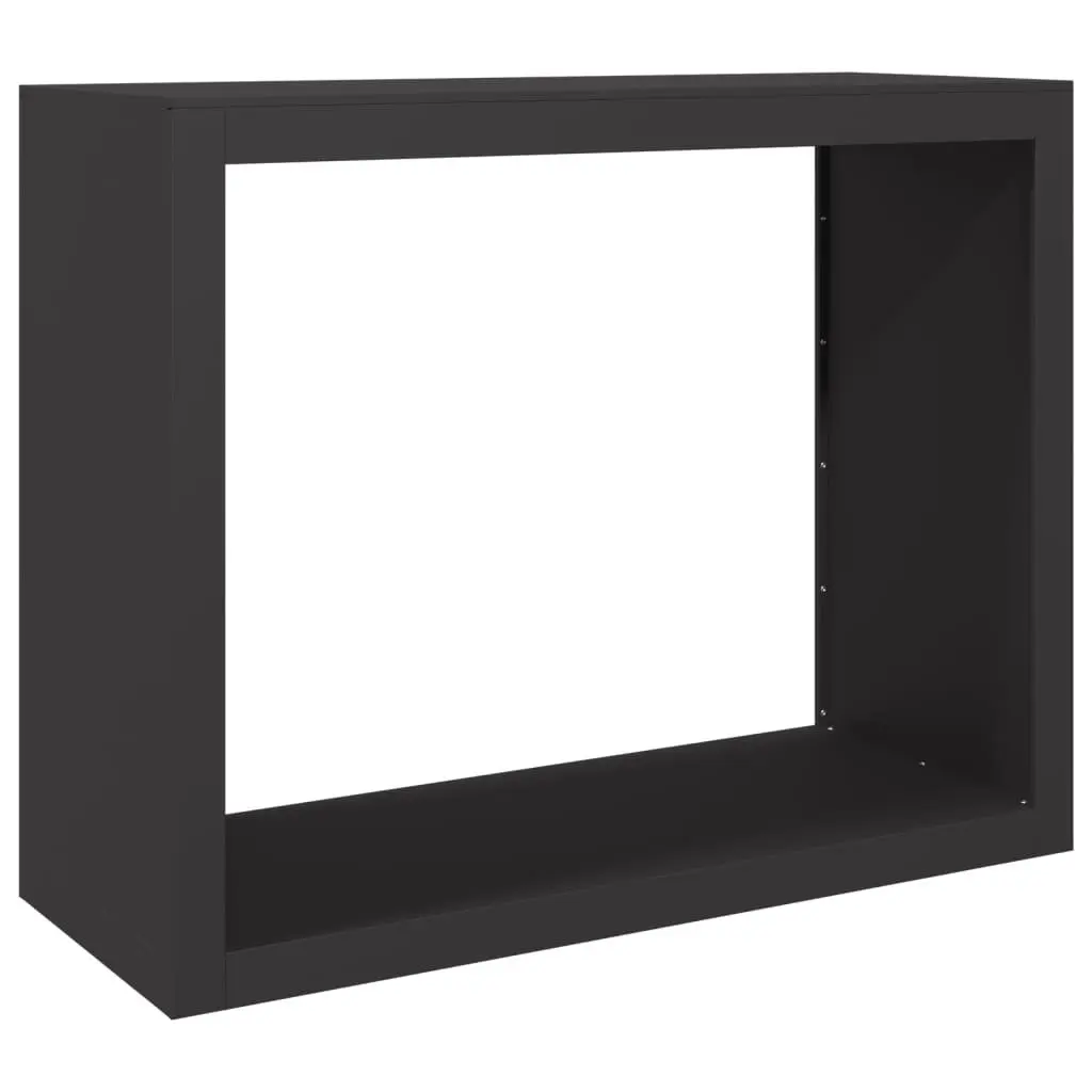 Firewood Rack Black Steel Heavy Duty Log Storage Stand for Fireplace