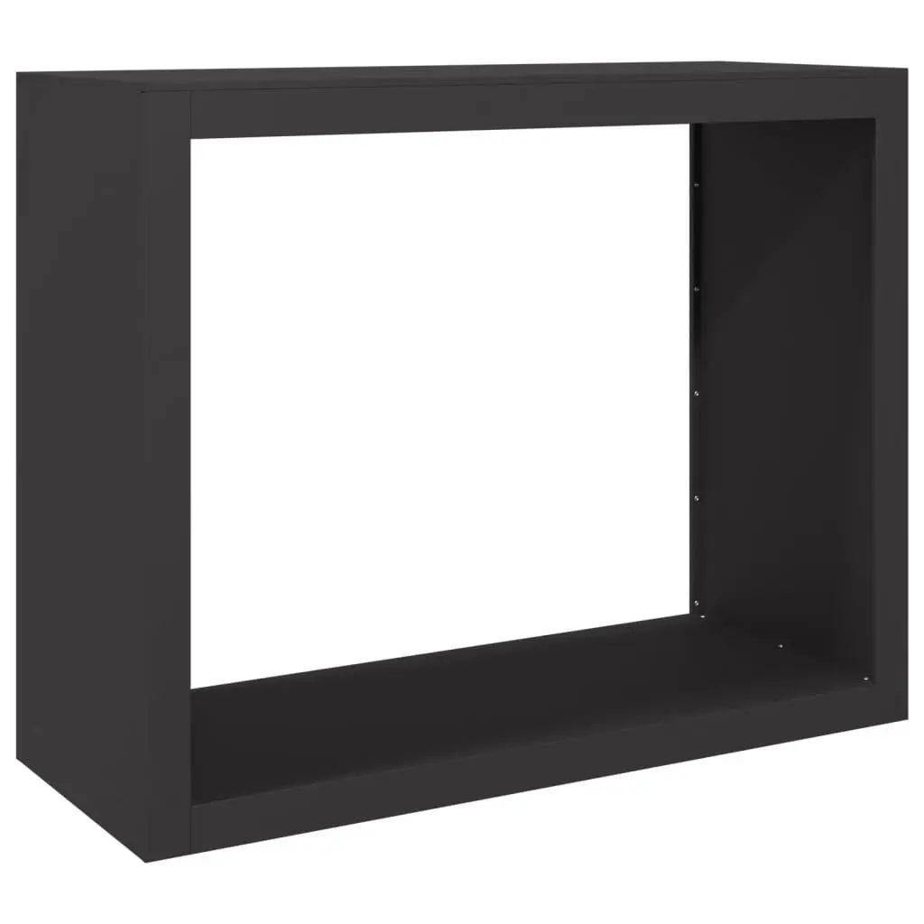 Firewood Rack Black Steel Heavy Duty Log Storage Stand for Fireplace