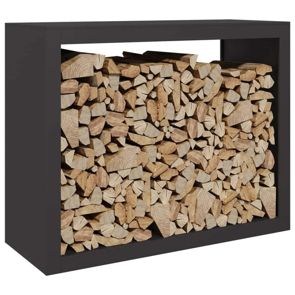 Firewood Rack Black Steel Heavy Duty Log Storage Stand for Fireplace