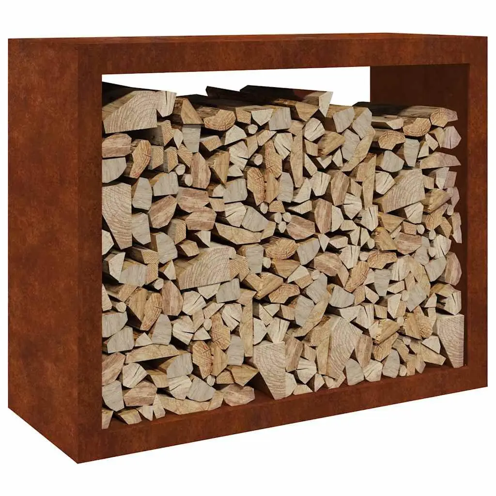 Firewood Rack Weathering Steel Log Storage Stand Fireplace Wood Holder