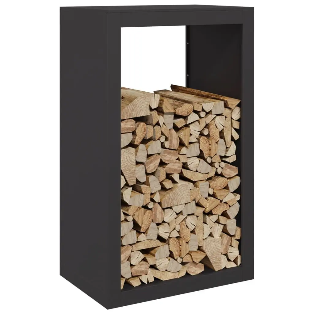 Firewood Rack Black Steel Log Storage Stand Holder