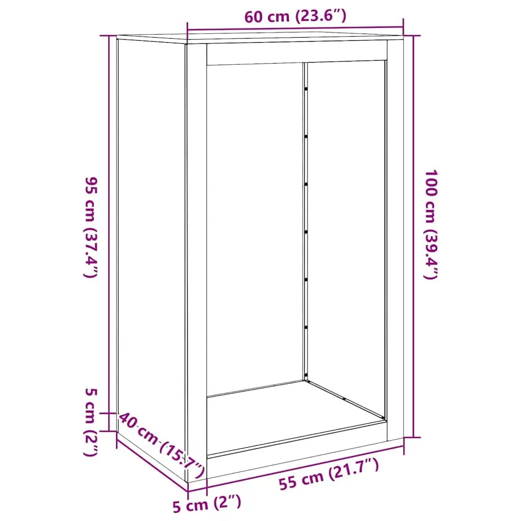 Firewood Rack Weathering Steel Brown 60x40x100cm Log Storage Holder