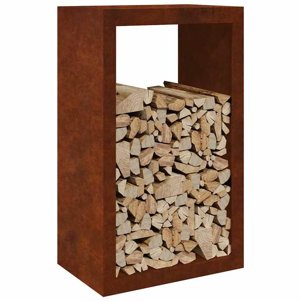 Firewood Rack Weathering Steel Brown 60x40x100cm Log Storage Holder