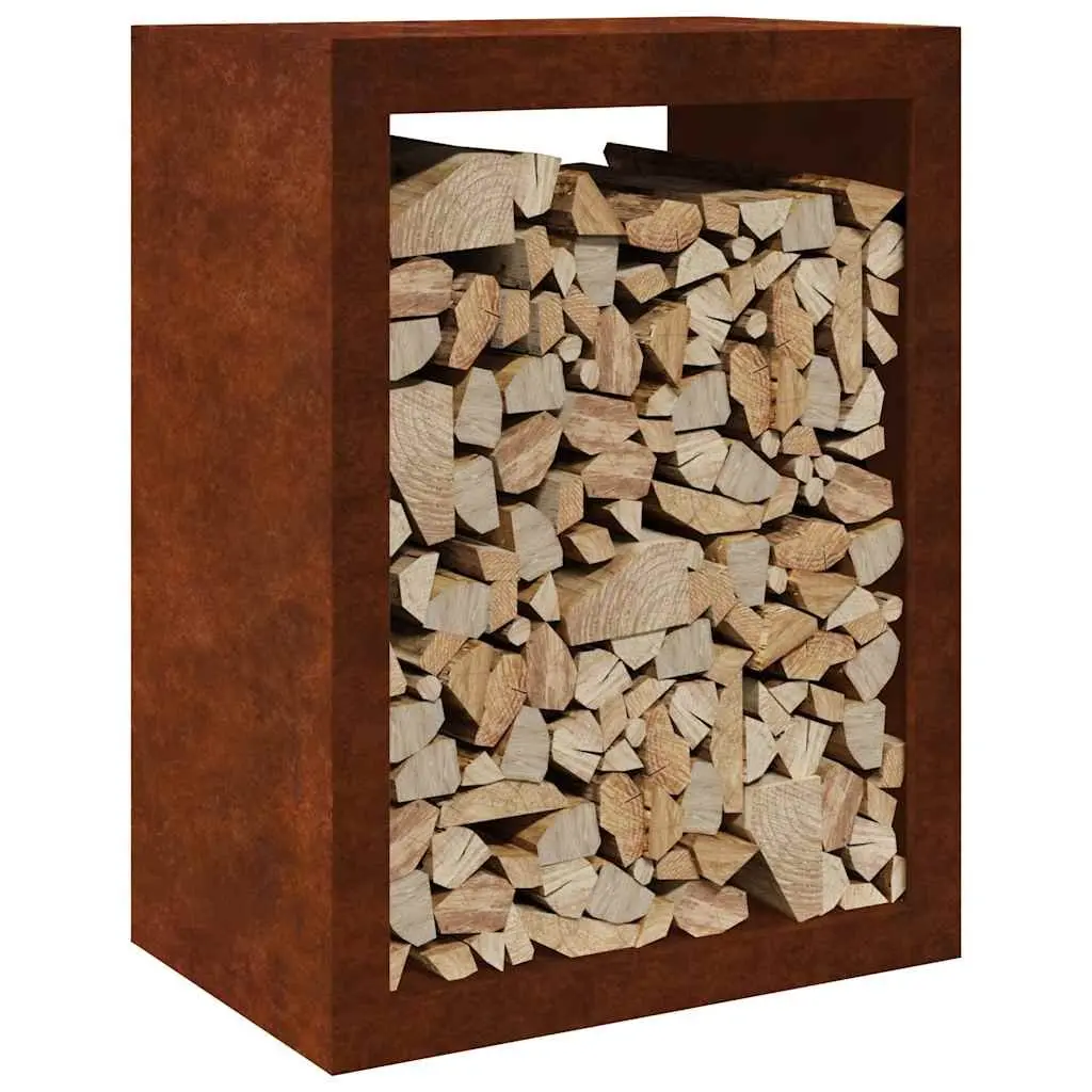 Firewood Rack Brown Weathering Steel Outdoor Log Storage Holder