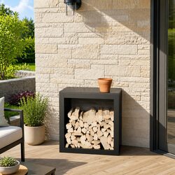 Compact Black Steel Firewood Rack for Efficient Storage