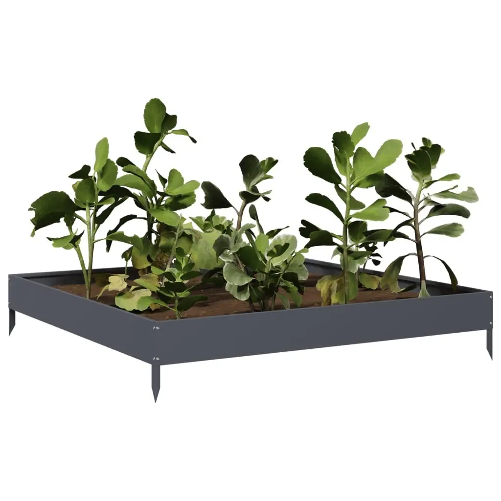 Raised Garden Bed Anthracite Steel 100x100x18.5cm Outdoor Planter Box