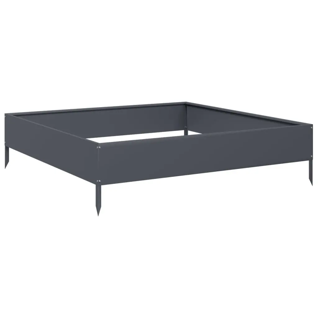 Garden Raised Bed Planter Anthracite Steel 100x100x26cm Weather Resistant Outdoor