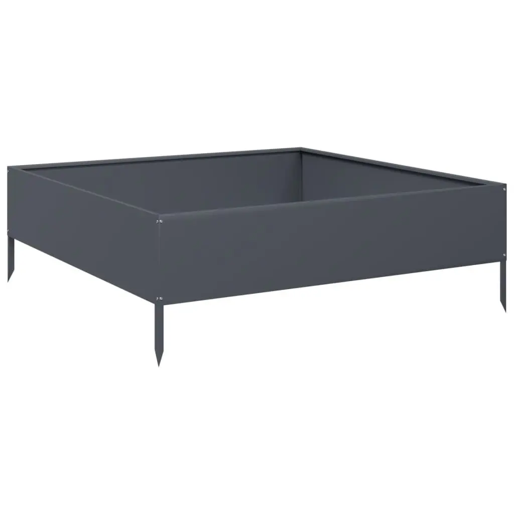 Raised Garden Bed Steel Planter Anthracite 100x100x33.5cm Outdoor Flowers