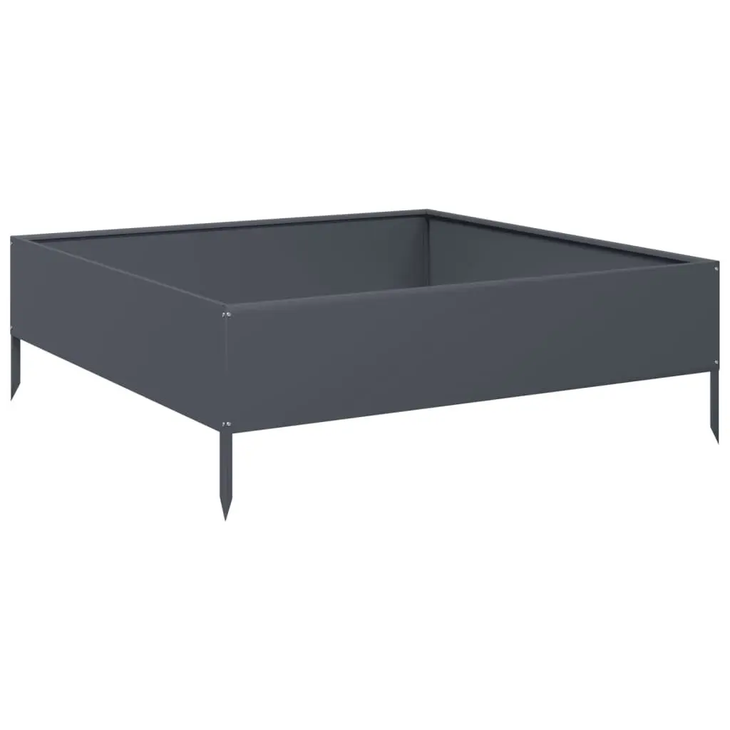 Raised Garden Bed Steel Planter Anthracite 100x100x33.5cm Outdoor Flowers