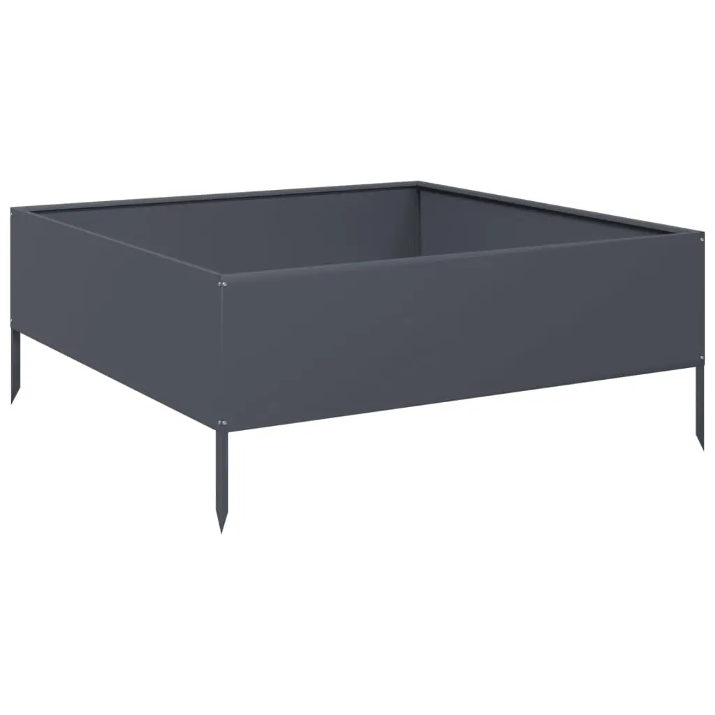 Garden Raised Bed Anthracite 100x100x41 cm Steel Weather-Resistant Outdoor Planter Box