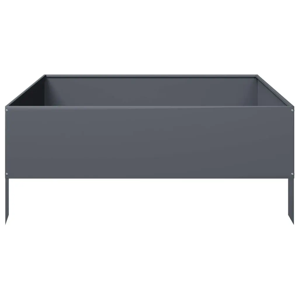 Garden Raised Bed Anthracite 100x100x41 cm Steel Weather-Resistant Outdoor Planter Box