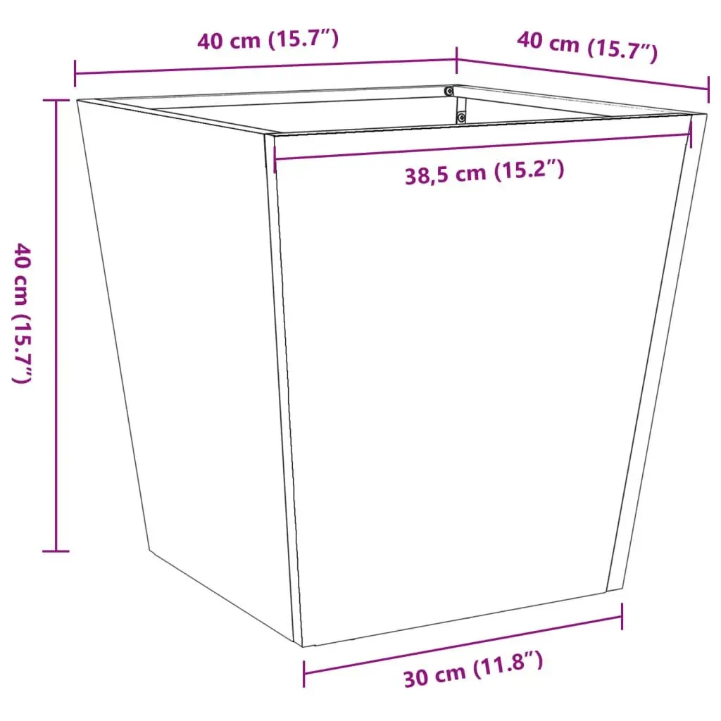 Garden Planter Box Black 40x40x40cm Steel Outdoor Pots for Flowers Plants Decoration