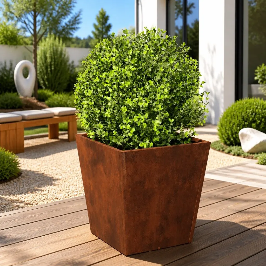 Garden Planter Silver 40x40x40 cm Weathering Steel Outdoor Pots for Flowers Plants