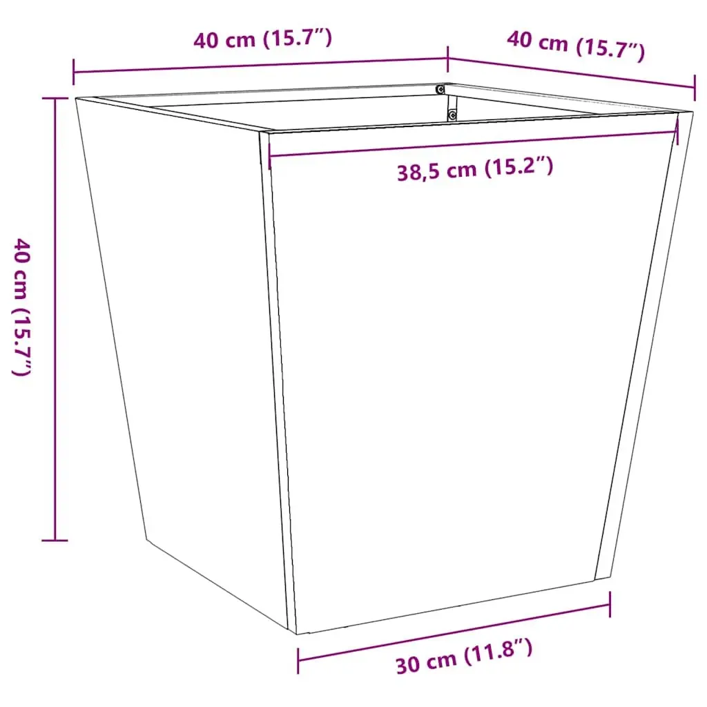 Garden Planter Silver 40x40x40 cm Weathering Steel Outdoor Pots for Flowers Plants