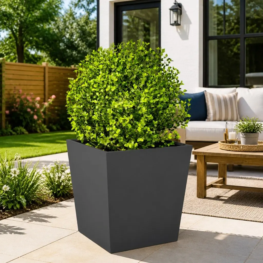 Steel Garden Planter 50x50x50 cm Anthracite Elevated Outdoor Pot for Floral and Vegetable Display