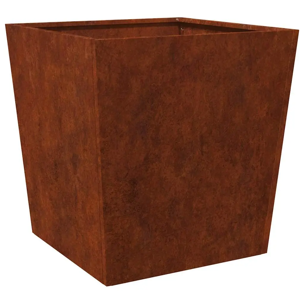 Garden Planters Brown 50x50x50 cm Weathering Steel Outdoor Raised Planter 2 Piece