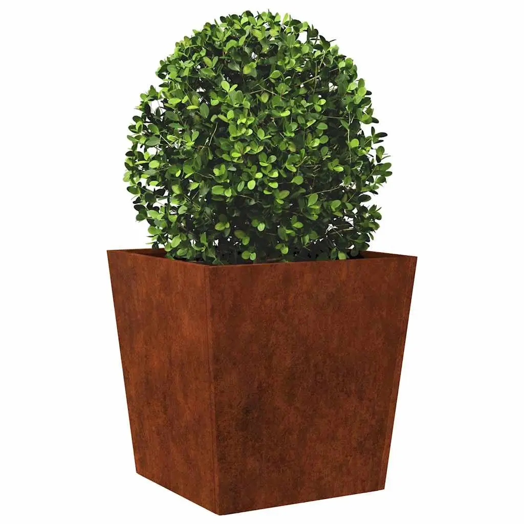 Garden Planters Brown 50x50x50 cm Weathering Steel Outdoor Raised Planter 2 Piece