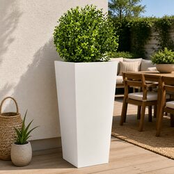 White Steel Garden Planters 2 pcs 35x35x75 cm