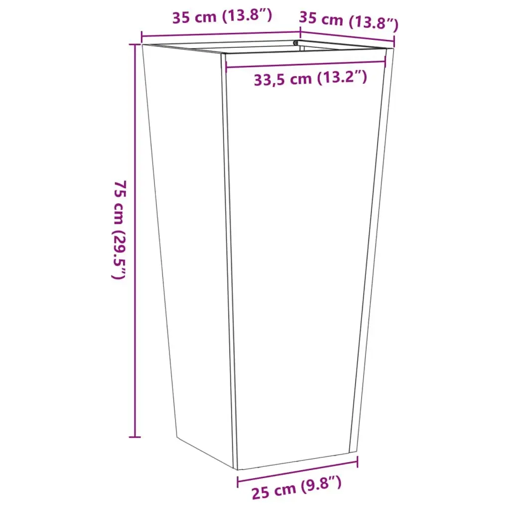 Garden Planters Anthracite 35x35x75 cm Steel Outdoor Pots
